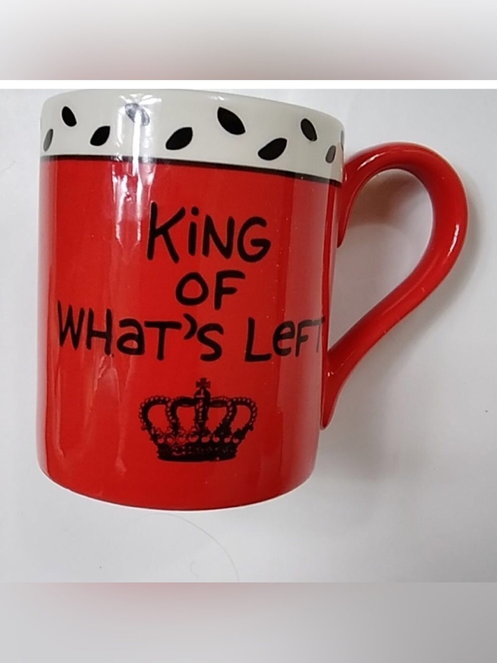Red Ceramic 'King of What's Left' Mug with Crown Accent Coffee Mug